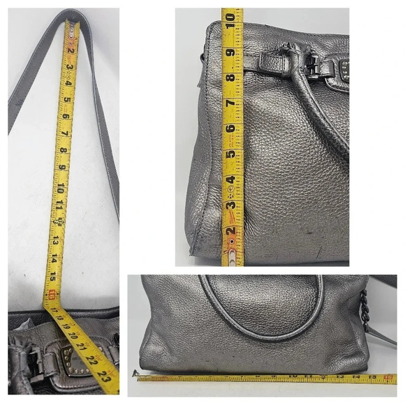 MICHAEL KORS HAMILTON JEWELL NICKEL LEATHER GUNMETAL LARGE TOTE BAG - Picture 13 of 15